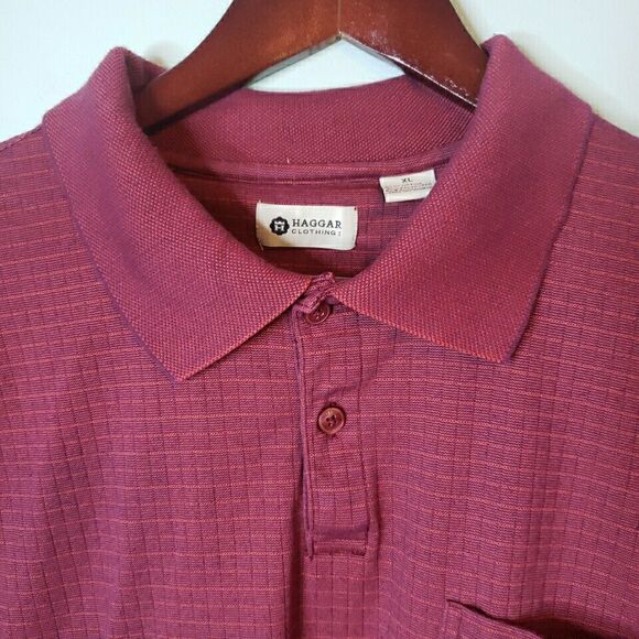 Haggar Mens Polo Shirt Front Pocket Short Sleeve Collared Golf Textured Size XL - Picture 9 of 16